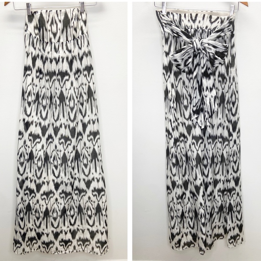 Club Monaco Strapless Ikat Print Silk Blend Dress